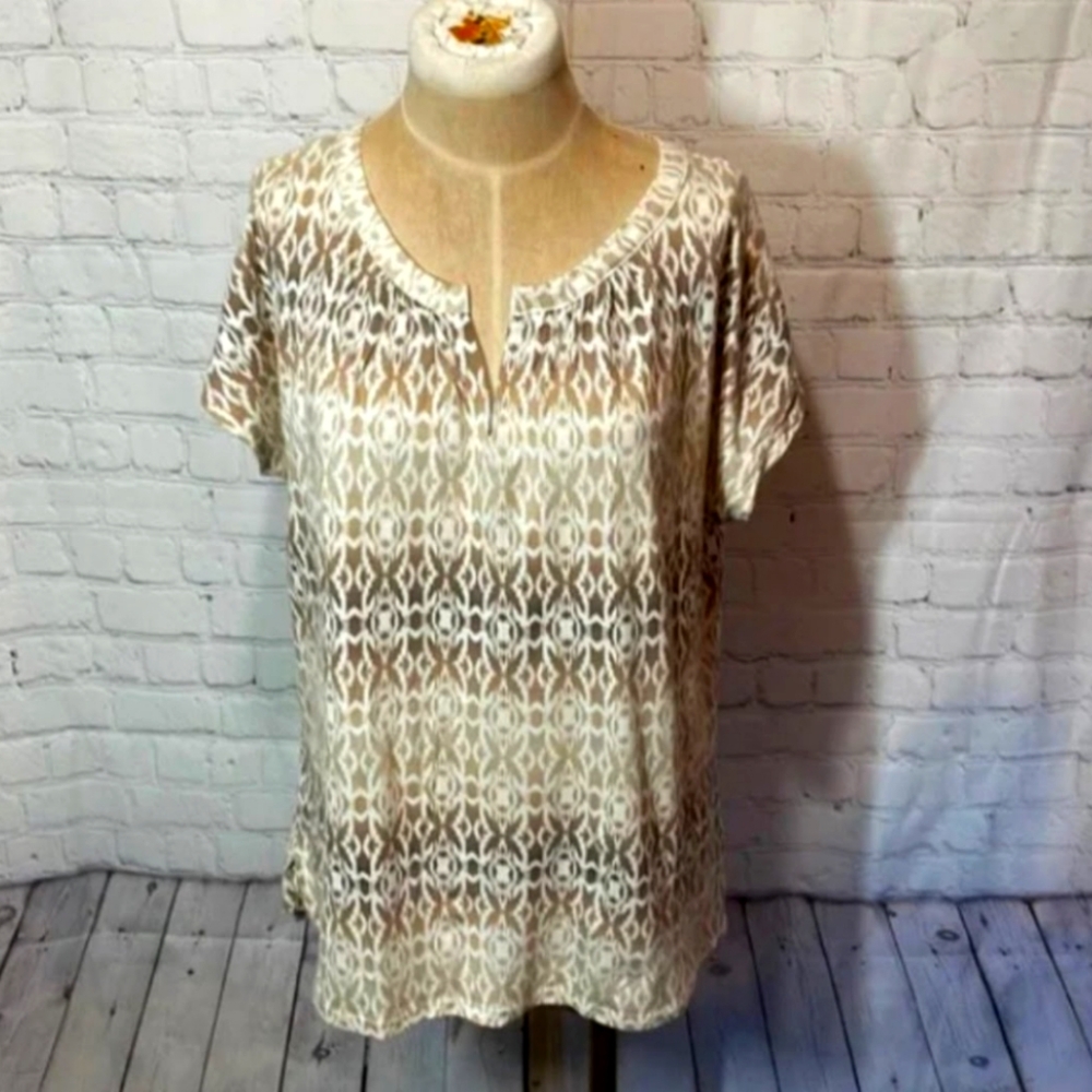 ST JOHNS BAY PATTERNED OMBRE BLOUSE SZ L